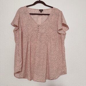 Torrid Pink Polka Dots Blouse‎ Size 2X (18/20)